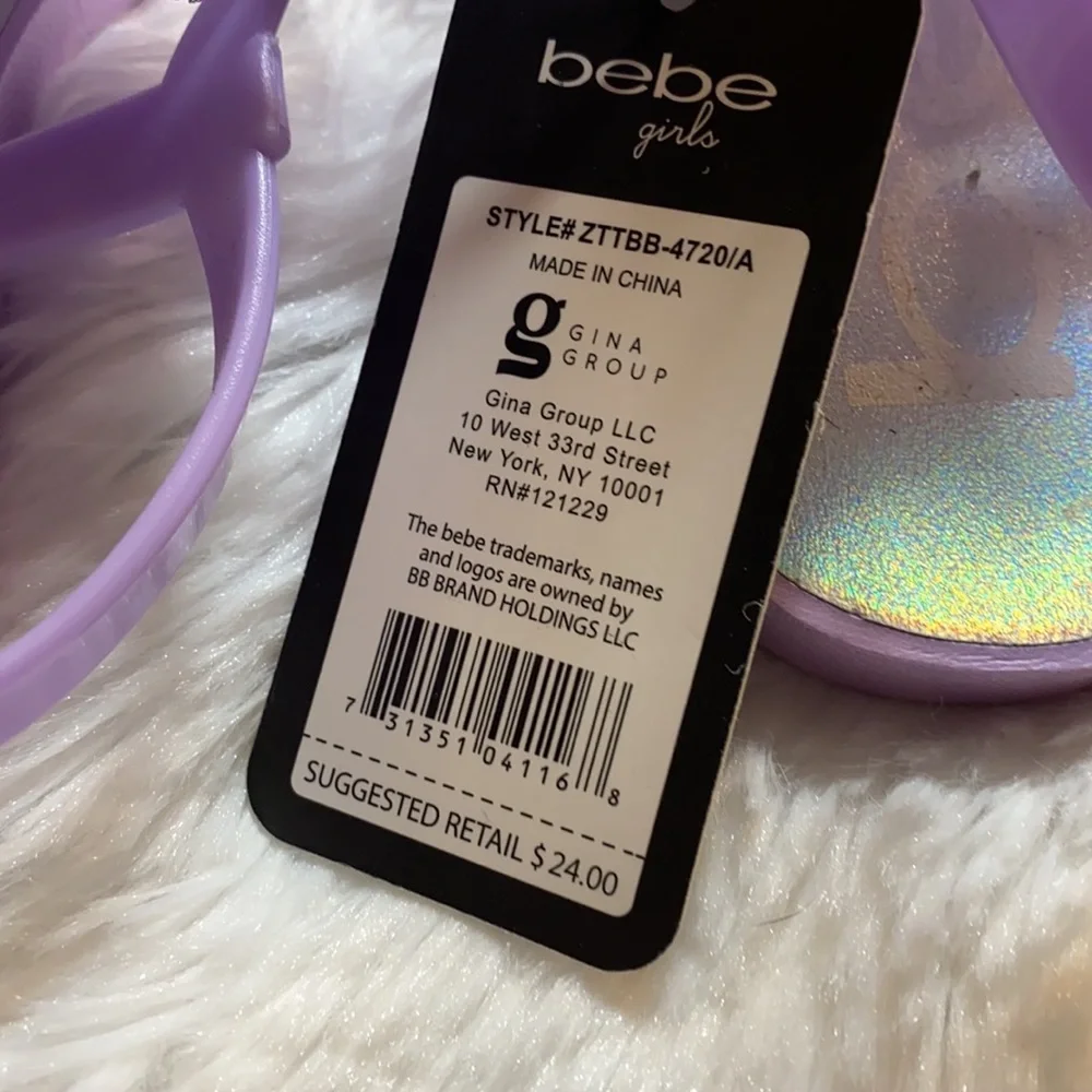 bebe Girls Iridescent Lavender Floral Jelly Sandals